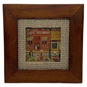 French Enamel Miniature Framed Art Place St. Catherine Paris Streetscape Signed